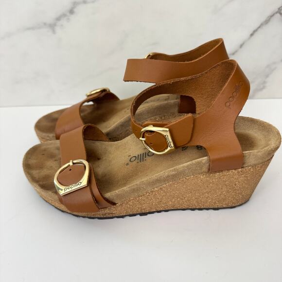 Birkenstock Papillo Womens Sibyl Strappy Sandal Size 7 Comfort Wedge Tan - Picture 6 of 10